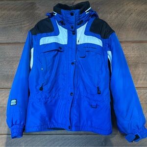 Vitesse by Couloir Vintage Ski Jacket – 12 – Blue/Black/White – Zip-Off Sleeves